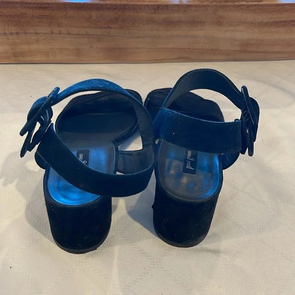 Paul Green sandals SAMTZIEGE SCHWARZ black suede heeled heels size UK 6 US 8 EUC - Picture 5 of 8